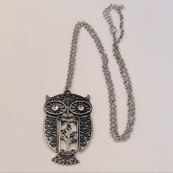 Jewelry - 💐5/25 articulating owl long chain silver tone